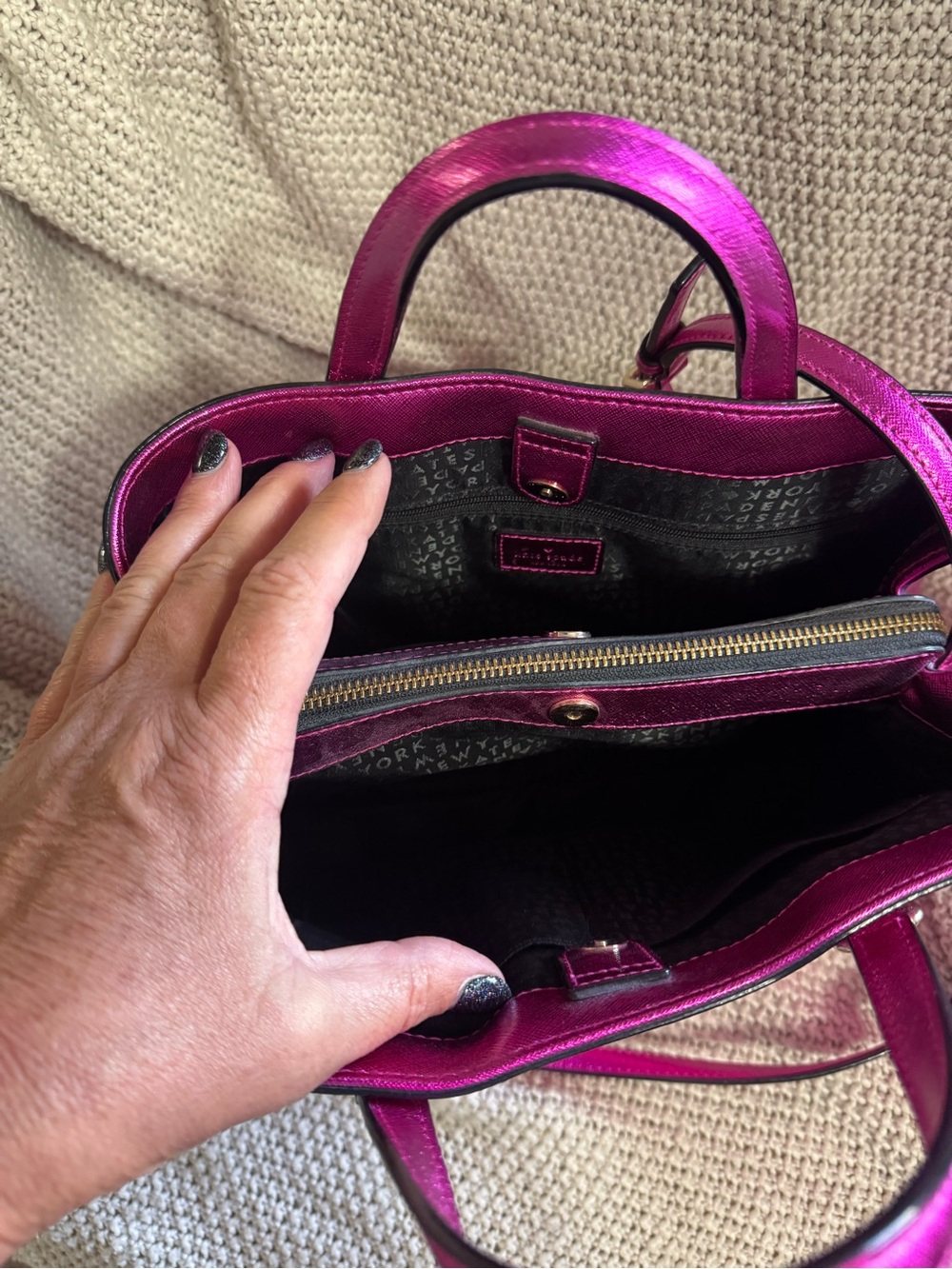 kate spade Metallic Fuchsia Satchel with Detachable Strap - Picture 7 of 11